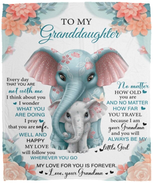 Meaningful Personalized Blanket For Granddaughter From Grandma Elephant Fleece Sherpa | Tunisia