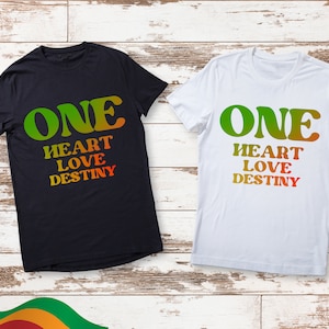 One Heart Love Destiny Unisex Tee, Bob Marley Love Tshirt, Reggae Colorful Tee,Peace Tshirts, Positivity Tshirts,Gifts for Men,Gifts for Her