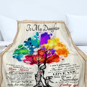 To My Daughter Tree | Cozy Plush Fleece Blanket, Gift from Mom, Gift for Your Daughter's Birthday, Gift for Your Daughter's Graduation