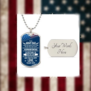Army Dad | Dog Tag Necklace, Gift for Dad, Fathers Day gifts, Gifts for him, Gift for Men, Army Father Gift, Sentimental Appreciation Gift
