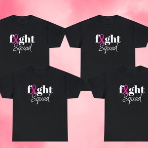 Fight Squad Breast Cancer Support Tee, Équipe d’encouragement et de soutien, Sensibilisation au cancer du sein, Tee-shirt ruban rose, Chemises de soutien contre le cancer pour la famille