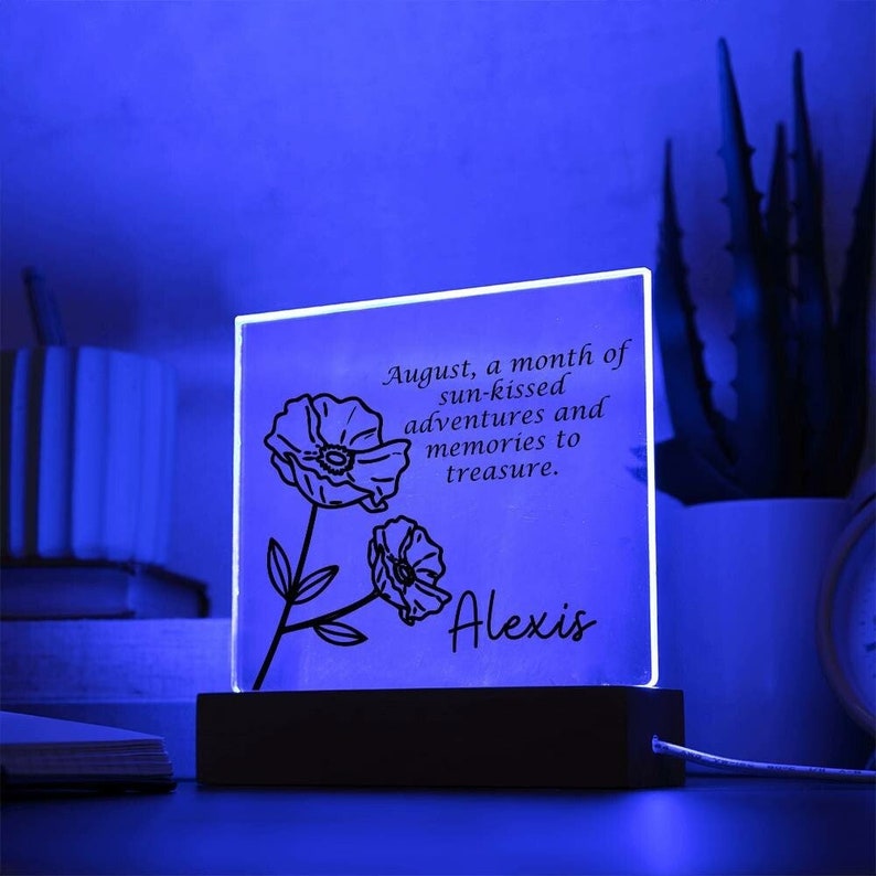 Personalized August Birth Month Flower Acrylic Sign,cool Custom LED ...