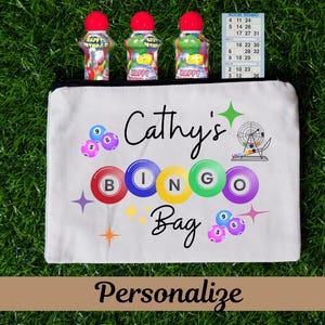 Personalisierte Bingo-Zubehör-Beutel Bingo-Liebhaber-Geschenk, Dauber-Tasche, glückliche Bingo-Geschenk, Bingo-Karten, Bingo-Geschenk für Mutter Oma bester Freund