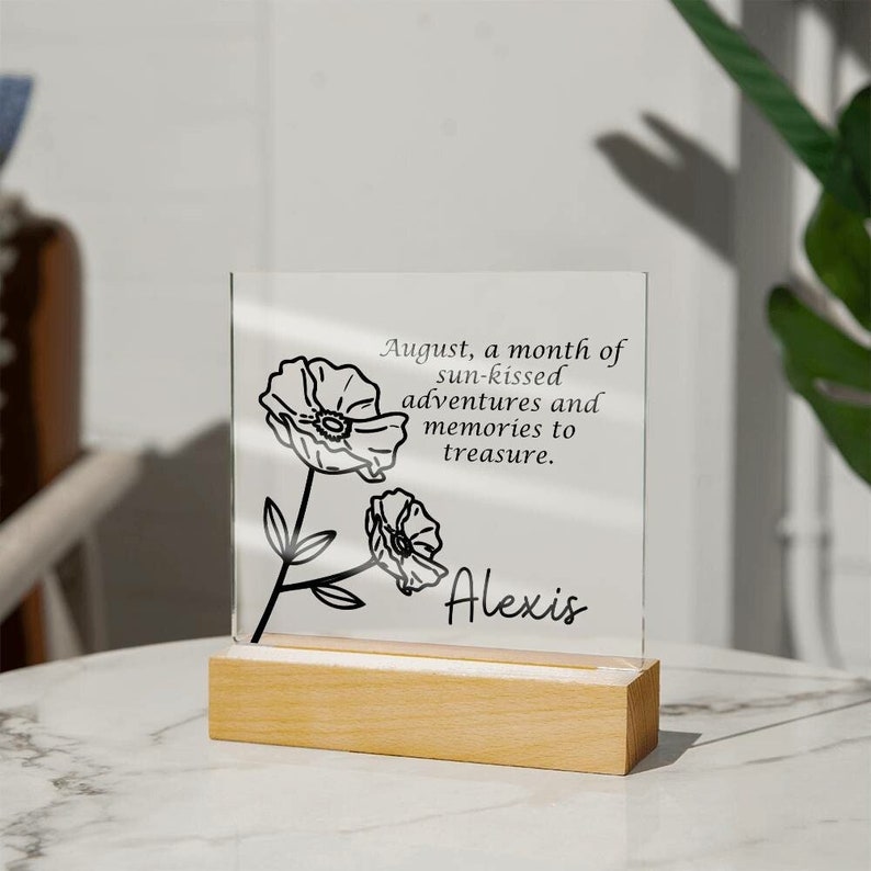 Personalized August Birth Month Flower Acrylic Sign,cool Custom LED ...