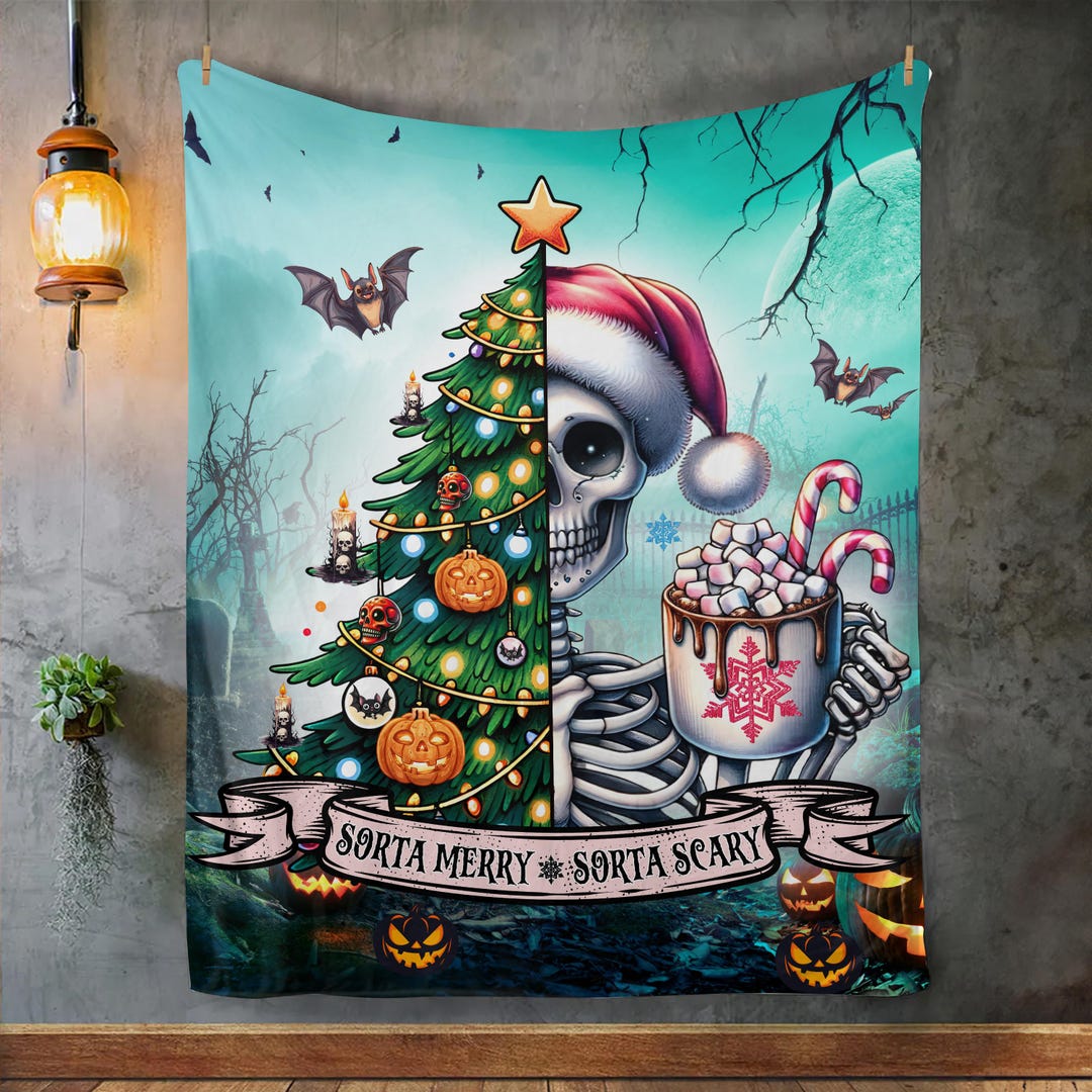 Hot Chocolate Sorta Merry Sorta Scary Skeleton Christmas Tree Witch ...