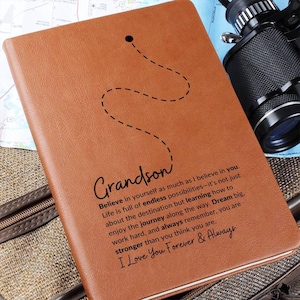 To My Grandson Graphic Journal- Inspirational Gift for Boys, Keepsake Notebook for Adventures and Memories,Note Keeping Journal Gifts image 1