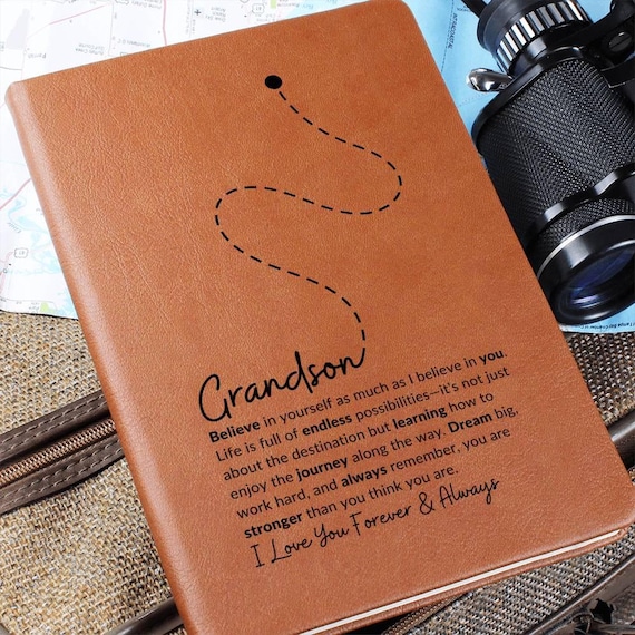 To My Grandson Graphic Journal- Inspirational Gift for Boys, Keepsake Notebook for Adventures and Memories,Note Keeping Journal  Gifts