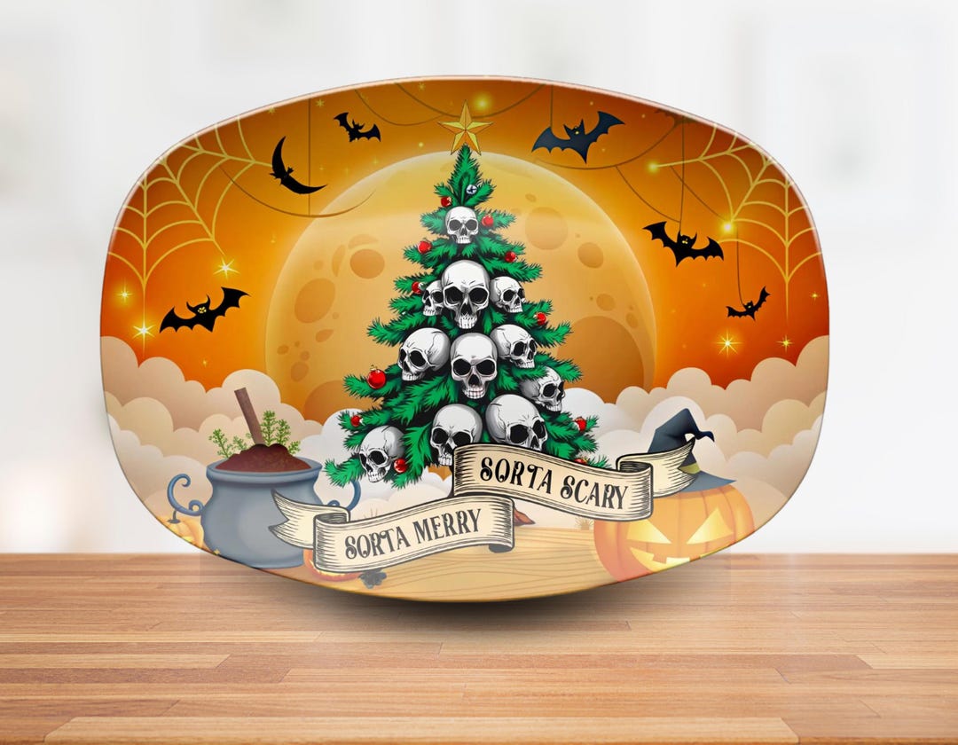 Sorta Merry Sorta Scary Skeleton Christmas Tree Platter ,halloween ...