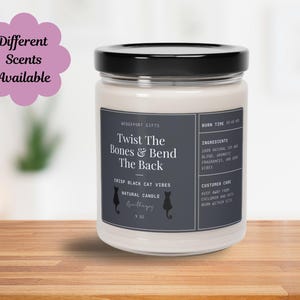 Bougie de soja parfumée Halloween Bones 9 oz, vibrations de chat noir, bougies de sorcière, bougies magiques, bougies magiques, bougies rigolotes, cadeaux, saison effrayante