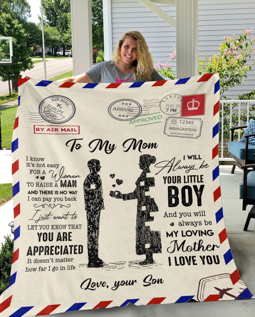 Love Your Son Airmail cozy Plush Fleece Blanket Mother's Etsy