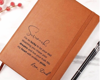 Personalized Daughter Journal, Teenage Girl Gifts,  Daddy Daughter Gift, Daddys girl, Sweet 16 Gift, Teen Girl Gifts, Leather Journal Custom