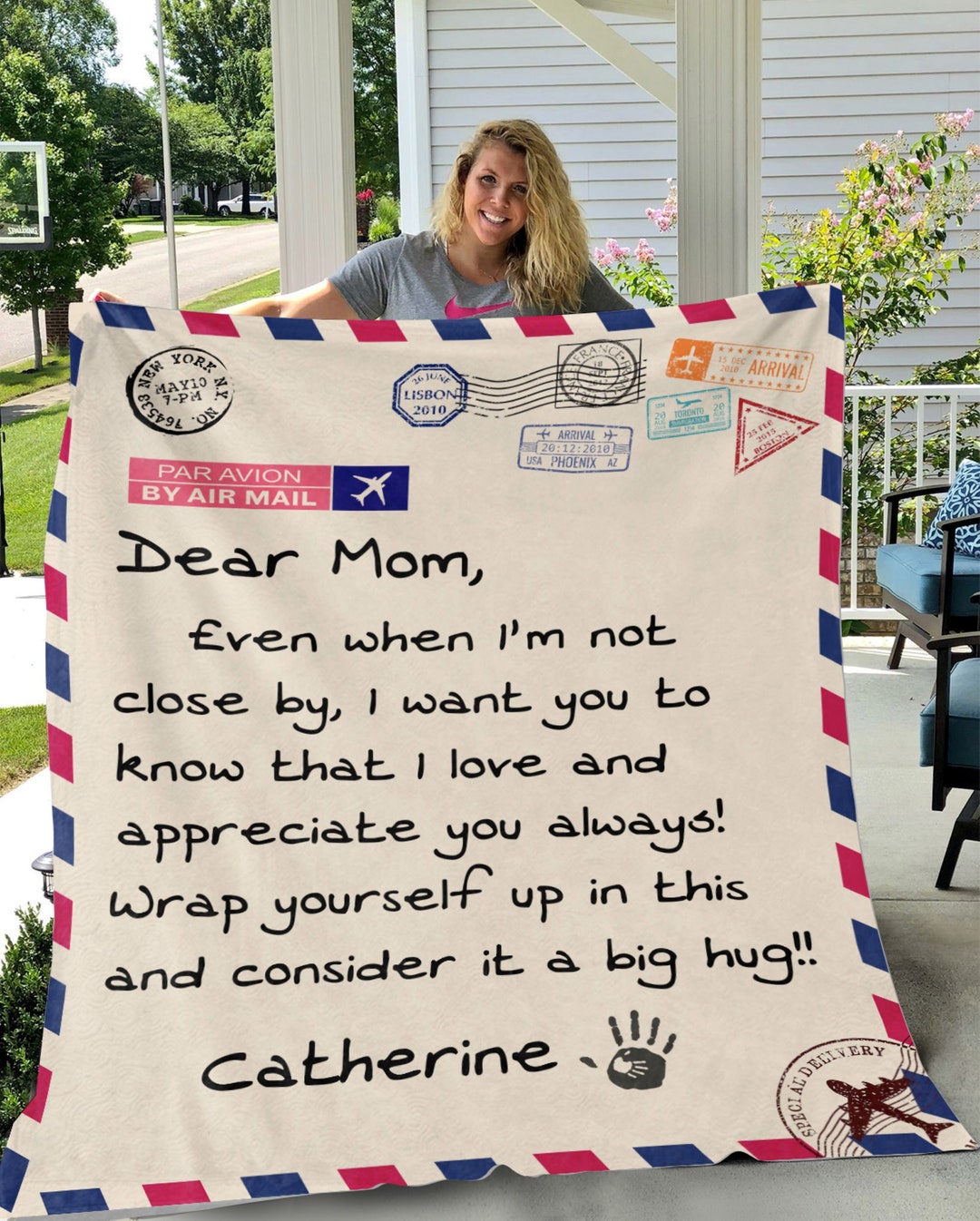 Dear Mom Personalized Airmail Cozy Plush Fleece Blanket for Etsy