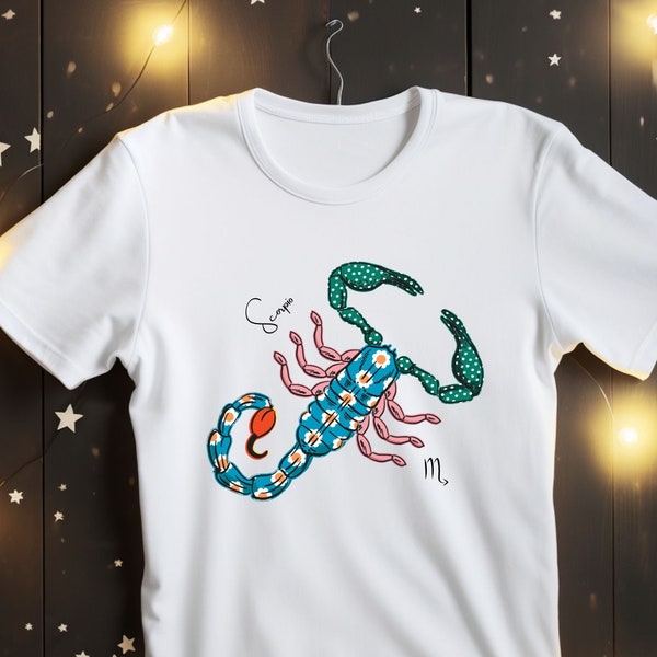 Scorpio Pop Art T-shirt, Scorpio Zodiac Shirt, Colorful Scorpio Astrology Shirt, Scorpio Horoscope, Scorpion Shirt, Gift for Scorpios
