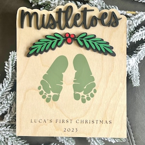 DIY Mistletoes Footprint Baby’s First Christmas Footprint Keepsake