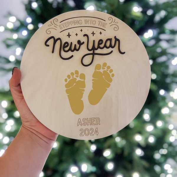 DIY Personalized Stepping into the New Year Footprint keepsake |  Baby’s First New Year Keepsake | Gift for parents or grandparents