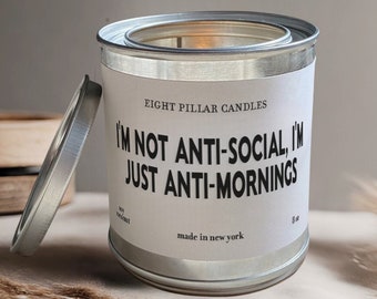 I Hate Morning People Funny Custom Scented Candle | Wooden Wick Vegan Candle | Sarcastic Candle Gift | Personalized Soy Scented Candle |
