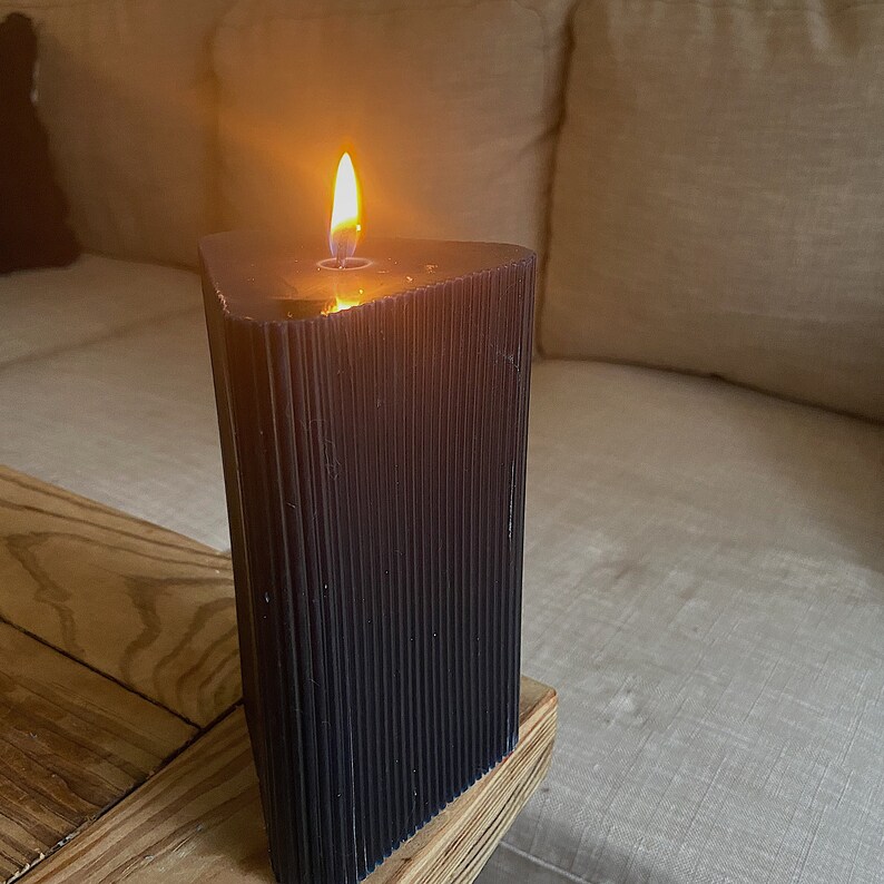 Triangle Navy Blue Beeswax Pillar Candle Prism Handmade Candle Home Decor Unscented Beeswax Colored Candle Decorative Candle image 9