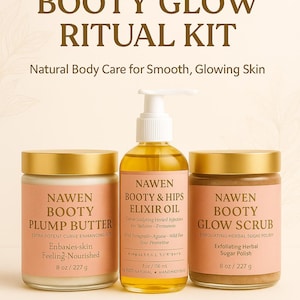 Booty Glow Ritual Kit – Natural Body Care Set for Smooth, Glowing Skin | Handmade with Herbs | Vegan & Self-Care Gift Set