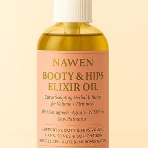 Booty Oil  Herbal Body Oil for Curves Maca, Fenugreek Wild Yam  Nourishing Skin Elixir for Hips, Thighs and Glutes 4 ounces