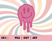 Retro Face Embroidery File // PES, Trendy Machine Embroidery Design, DST, Embroidery Design, Jef File, Cute Embroidery Design, Groovy, Drip