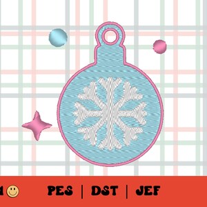 Snowflake Bauble Embroidery File // Christmas Ornament Embroidery Design, PES, DST, Jef, Trendy Files for Machine Embroidery, Retro