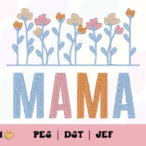 Garden Mama Embroidery File // Floral Embroidery Design, PES, DST, Jef File, Flower, Trendy Files for Machine Embroidery, Line Art Plant