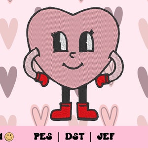 Valentine's Day Character Embroidery File // VDay Mascot Embroidery, Retro, Groovy Machine Embroidery, PES, DST, Jef, Trendy Embroidery File