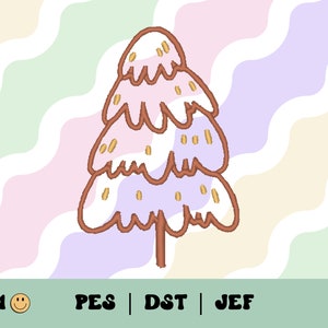 Doodle Puffy Christmas Tree Embroidery File // Cartoony Christmas Embroidery Design, PES, DST, Jef, Trendy Files for Machine Embroidery,