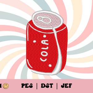 Cola Can Embroidery File // Cute Embroidery Design, Soda PES, DST, Jef, Trendy Files for Machine Embroidery, Pop Can, Food and Beverage