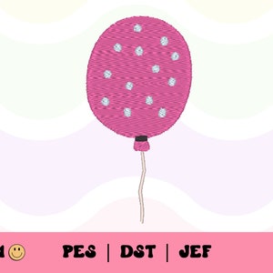 Polka Dot Balloon Embroidery File // Projekt haftu urodzinowego, PES, DST, plik Jef, modne pliki do haftu maszynowego, HBD, Celebracja