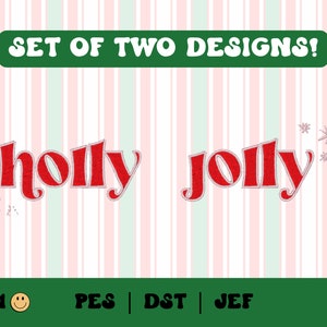 Holly Jolly Sparkle Embroidery File Set // Groovy Holiday Embroidery Design, PES, DST, Jef, Trendy Files for Machine Embroidery, Christmas