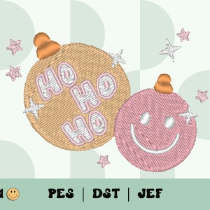 Groovy Christmas Ornaments Embroidery File // Retro Ornament Embroidery Design, Groovy PES, DST, Jef, Trendy Files for Machine Embroidery