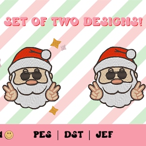 Hip Santa Embroidery File // Groovy Santa Embroidery, Retro Christmas PES, DST, Jef, Trendy Files for Machine Embroidery, Santa Claus