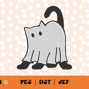Scaredy Cat Embroidery File // Cat Costume, Black Cat, Halloween Machine Embroidery, Kitten PES, DST, Jef, Machine Embroidery, Ghost, Ghoul