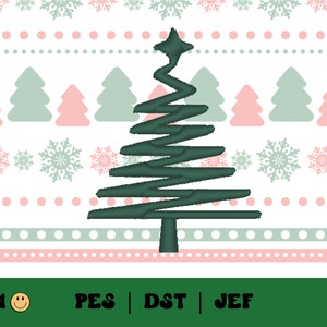 Scribble Tree Embroidery File // Christmas Tree Embroidery Design, PES, DST, Jef, Trendy Files for Machine Embroidery, Minimalist Tree