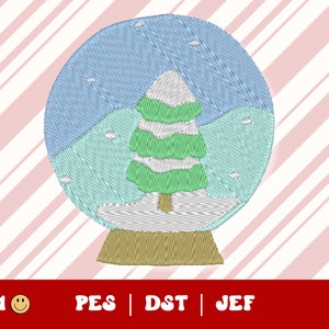 Winter Tree Snow Globe Embroidery // Snowy Tree Embroidery, PES, DST, Jef, Trendy Files for Machine Embroidery, Holiday, Christmas Embroider