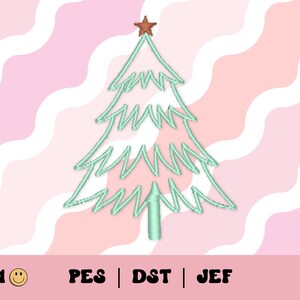 Doodle Christmas Tree Outline Embroidery File // Christmas Machine Embroidery Design, PES, DST, Jef, Trendy Holiday Applique, Minimalist