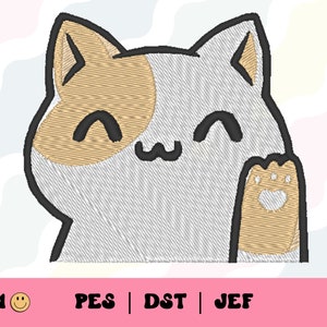 Kawaii White and Orange Cat Embroidery File // Machine Embroidery, PES, DST, Jef, Trendy Embroidery File, Cat Embroidery File, Kitten