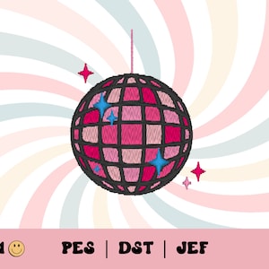 Disco Ball Embroidery File // Groovy Machine Embroidery, Disco PES, DST, Jef, Trendy Files for Machine Embroidery, New Years Eve Disco Ball