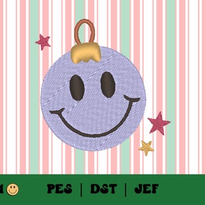 Retro Christmas Ornament Embroidery File // Christmas Embroidery Designs, PES, DST, Jef, Trendy Files for Machine Embroidery, Smile PES