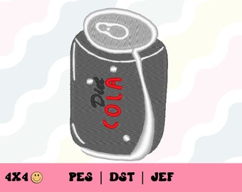 Diet Cola Can Embroidery File // Cute Embroidery Design, Diet Soda PES, DST, Jef, Trendy Files for Machine Embroidery, Pop Can, Sugar-Free