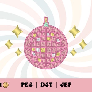 Disco Ball Embroidery File // Groovy PES, Trendy Machine Embroidery Design, Retro, DST, Jef File, Cute Embroidery File, Aesthetic Embroidery