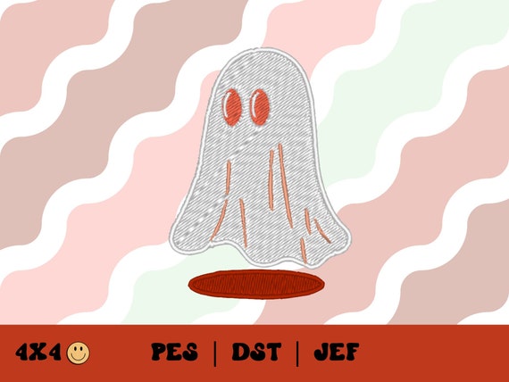 Floating Ghost With Shadow Embroidery File // PES Trendy - Etsy