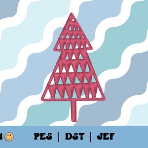 Triangle Christmas Tree Embroidery File // Modern Christmas Embroidery Design, PES, DST, Jef, Trendy Files for Machine Embroidery, Xmas Tree
