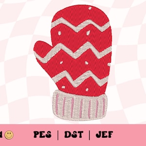Winter Glove Embroidery File // Mitten Embroidery, DIY Holiday Embroidery Design, PES, DST, Jef, Trendy Files for Machine Embroidery