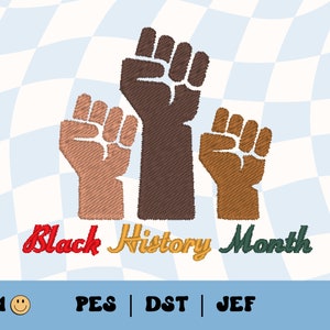 Black History Month Raised Fists Embroidery File // Protest Embroidery, Files for Machine Embroidery, PES, DST, Jef, Black Lives Matter