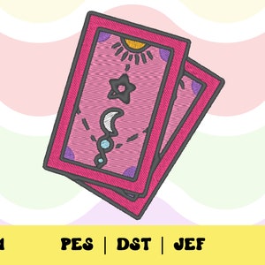 Sun, Moon, and Star Tarot Card Embroidery File // Witchy Machine Embroidery, PES, DST, Jef, Trendy Files for Machine Embroidery, Manifest