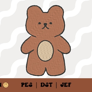 Brown Bear Embroidery File // Machine Embroidery, PES, DST, Jef, Trendy Embroidery File, Cut Bear, Cub, Teddy Embroidery File