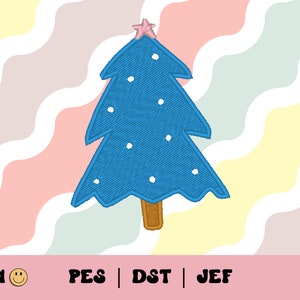 Cartoon Christmas Tree Embroidery File // Cute Tree Embroidery Design, PES, Christmas Machine Embroidery Design, DST, Jef File, Holiday