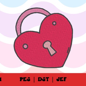 Heart Locket Embroidery File // Heart Padlock, Embroidery, Retro, Machine Embroidery, PES, DST, Jef, Trendy Embroidery File, Valentine